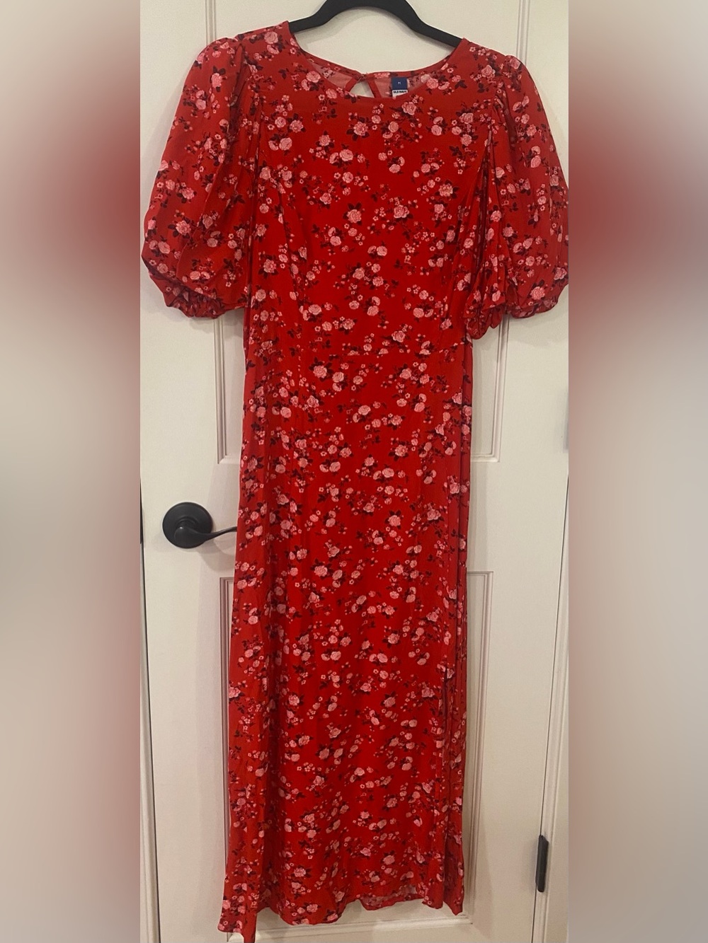 NWOT Red midi dress with small floral print